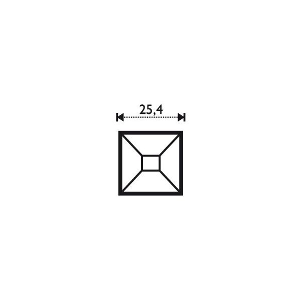 Verre biseauté plat. 1" x 1"    2.54cm x 2.54cm.