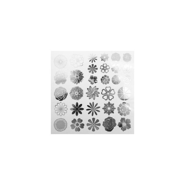 Décalcomanie pour fusing ou céramique. Petites fleurs argent