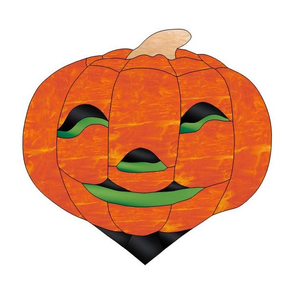 Patron pour vitrail lampe éventail " Potiron Halloween"