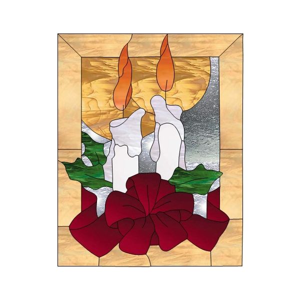 Patron pour vitrail " Bougies de Noël " Format 192mm/242mm
