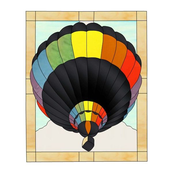 Patron pour vitrail " Montgolfière " 41cm x 51cm