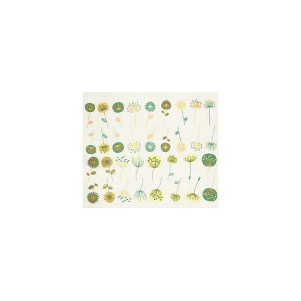 Décalcomanie pour fusing ou céramique. Petites fleurs modernes vert et or