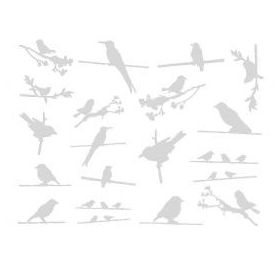 Décalcomanie pour fusing ou céramique. Oiseaux. Argent