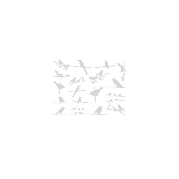 Décalcomanie pour fusing ou céramique. Oiseaux. Argent