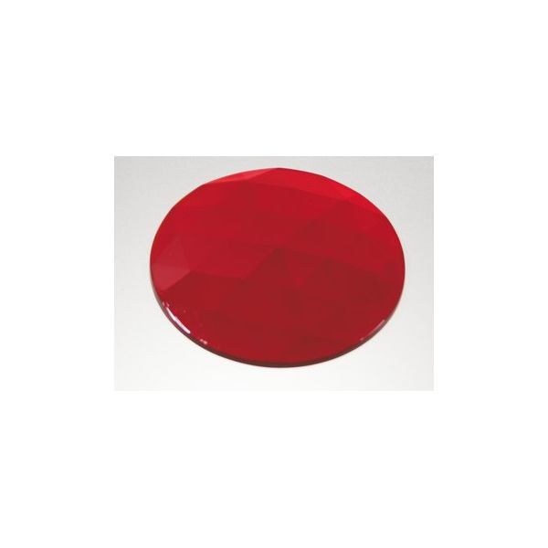 Cabochon rond à facette. 13mm rouge