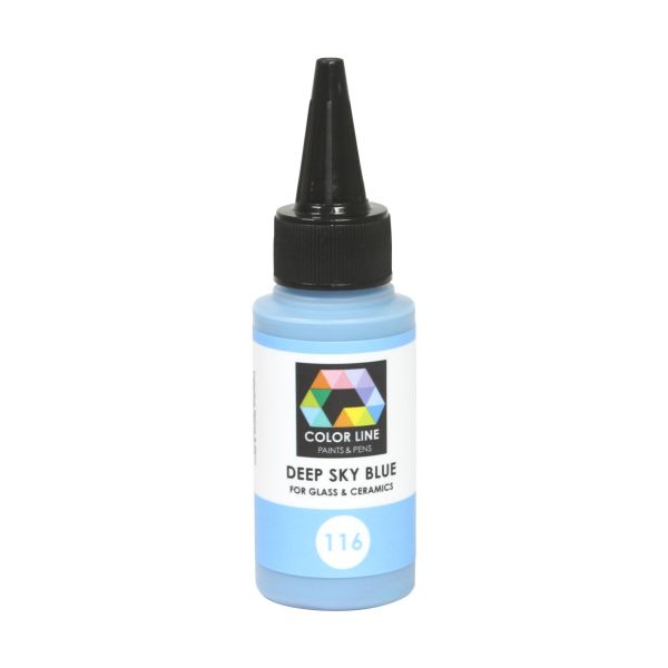 Peinture Color Line 116.  Bleu ciel foncé. Flacon de 62gr. Verre ou porcelaine
