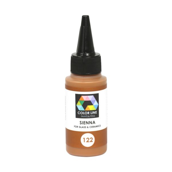Peinture Color Line 122.  Sienne. Flacon de 62gr. Verre ou porcelaine