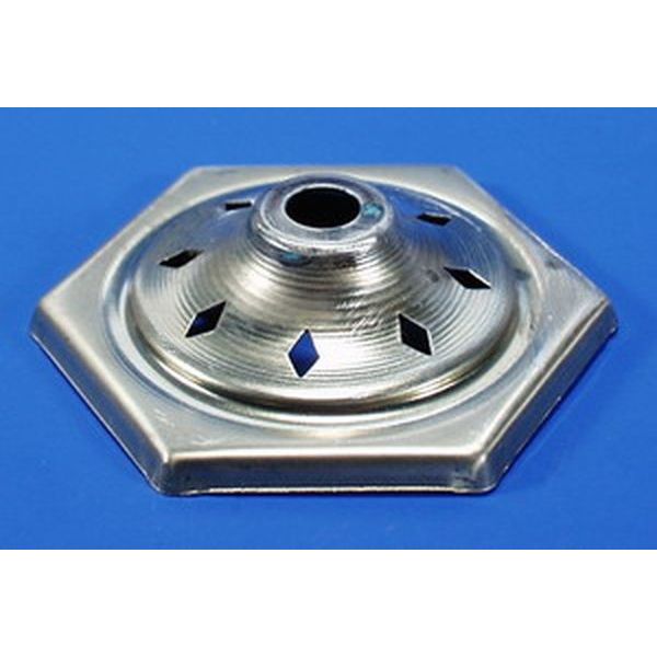 Coiffe à  6 cotés avec rebords et perforé. Coté de 4.2cm