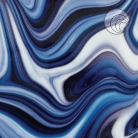 Spectrum OA 634-52 F. Bleu, aquamarine et blanc. Opaque. Lisse. Fusing COE96