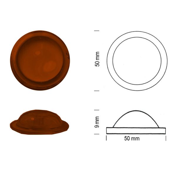 Cabochon hublot 50mm ambre foncé