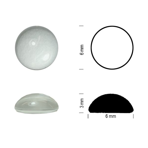 Cabochon rond 6mm. Clair.