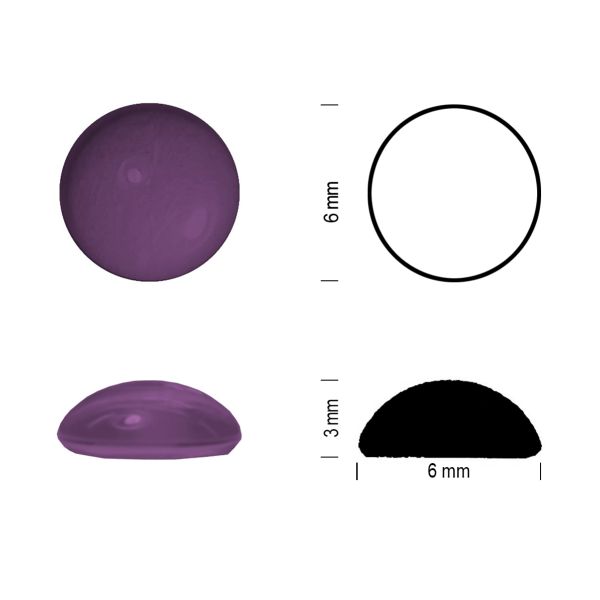 Cabochon rond 6mm. Violet.