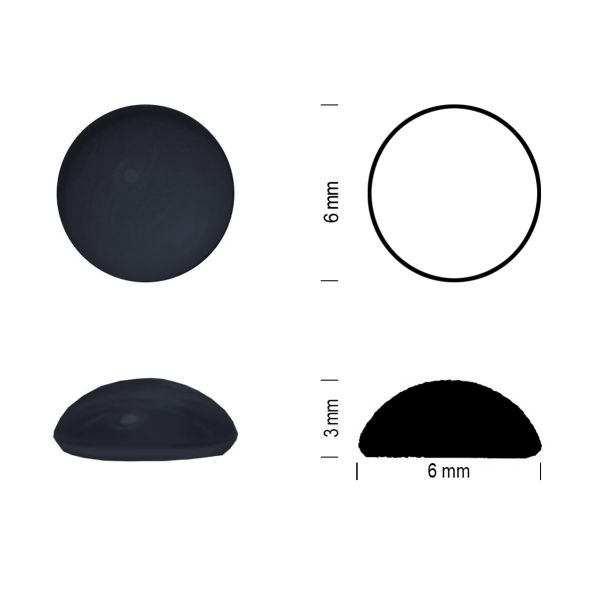 Cabochon rond 6mm. Noir opal.