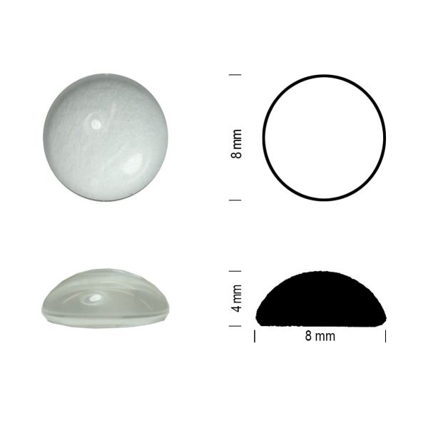 Cabochon rond 8mm. Clair.