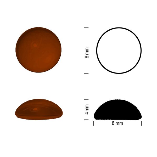 Cabochon rond 8mm. Ambre foncé.