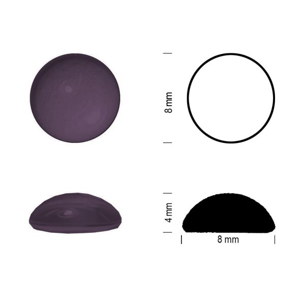 Cabochon rond 8mm. Violet.
