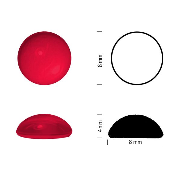 Cabochon rond 8mm. Rouge foncé.
