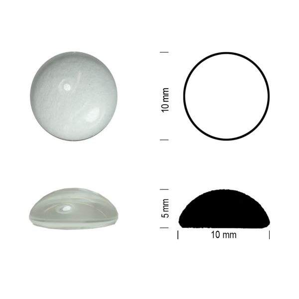 Cabochon rond 10mm. Clair.