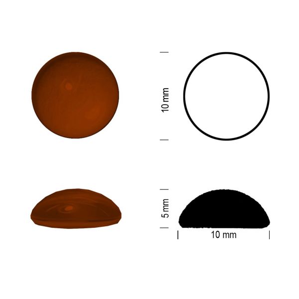 Cabochon rond 10mm. Ambre foncé.