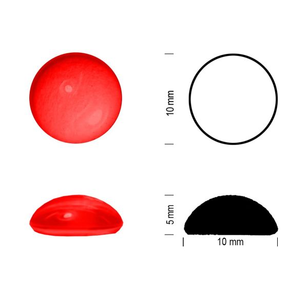 Cabochon rond 10mm. Rouge clair.
