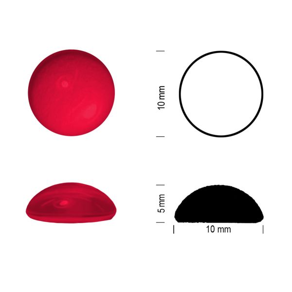 Cabochon rond 10mm. Rouge foncé.