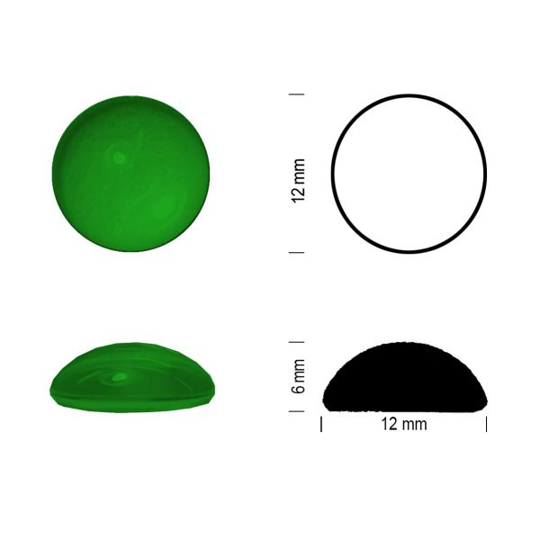 Cabochon rond 12mm. Vert émeraude.