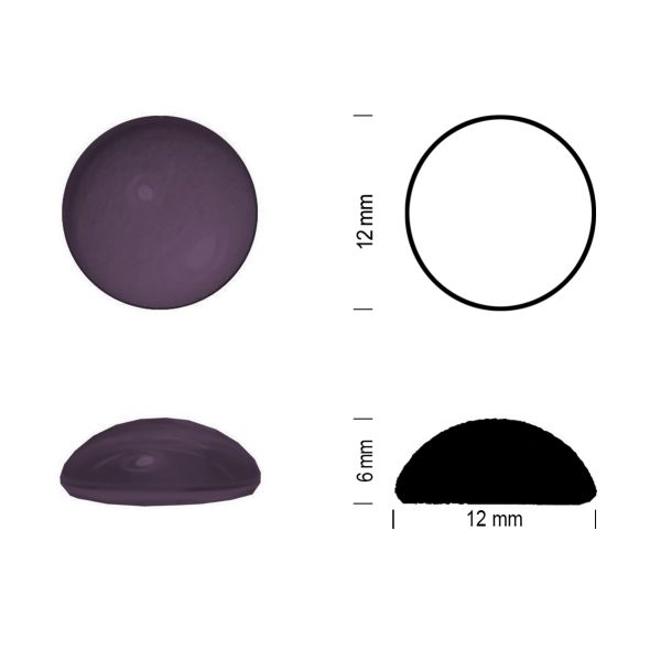 Cabochon rond 12mm. Violet.