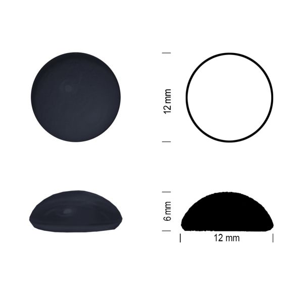 Cabochon rond 12mm. Noir opal.