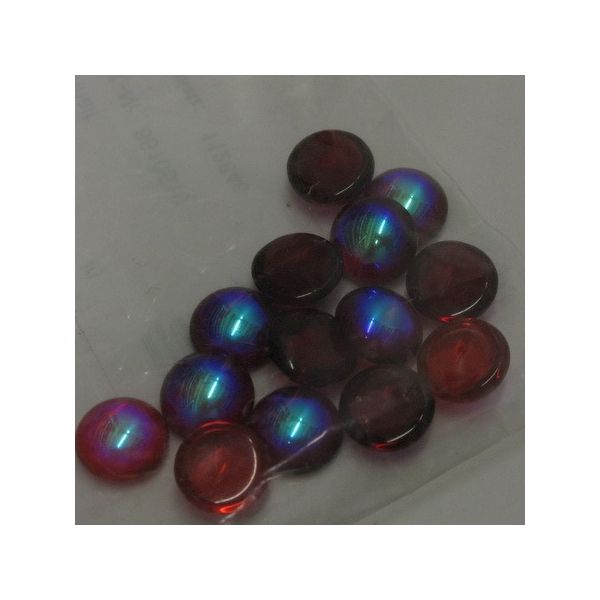 Cabochon rond 12mm. Rouge irisé.