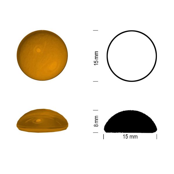 Cabochon rond 15mm. Ambre moyen.