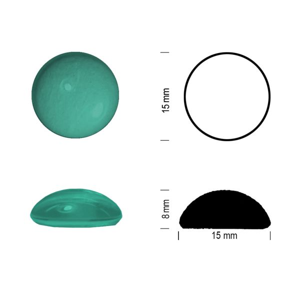 Cabochon rond 15mm. Vert mousse.