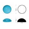 Cabochon rond 15mm. Bleu aigue-marine.