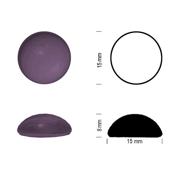 Cabochon rond 15mm. Amethyst.