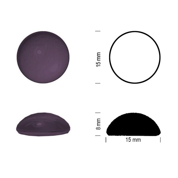 Cabochon rond 15mm. Violet.