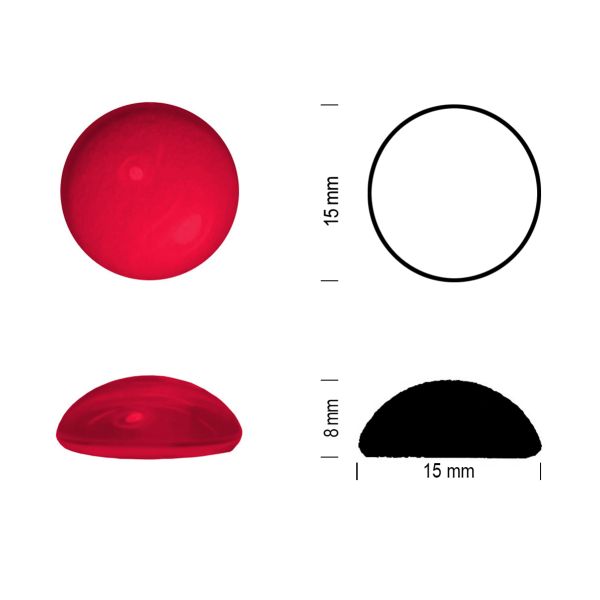 Cabochon rond 15mm. Rouge foncé.
