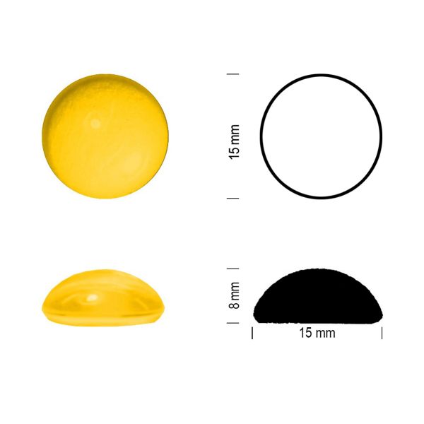Cabochon rond 15mm. Jaune opal.