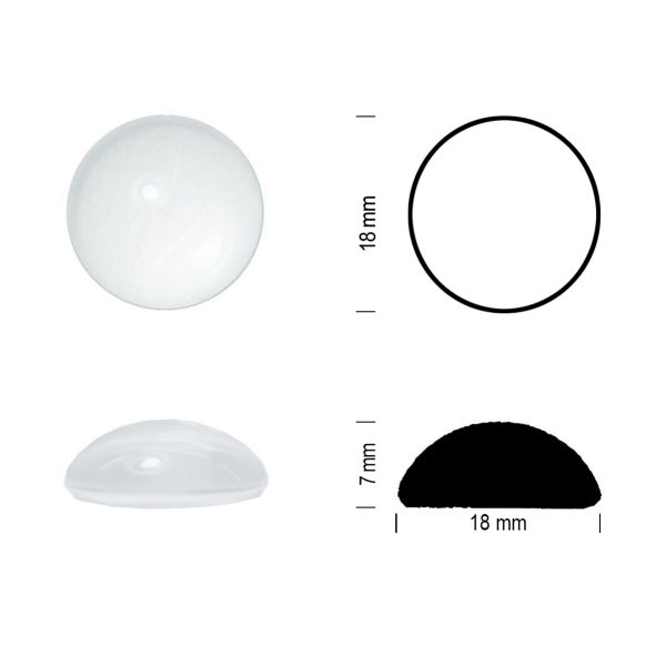 Cabochon rond 18mm. Blanc opal.