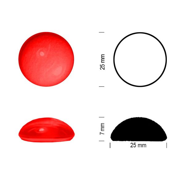 Cabochon rond 25mm. Rouge clair.