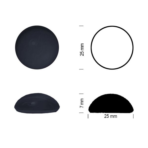 Cabochon rond 25mm. Noir opal.