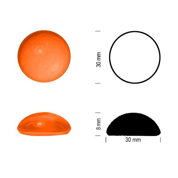 Cabochon rond 30mm. Orange.