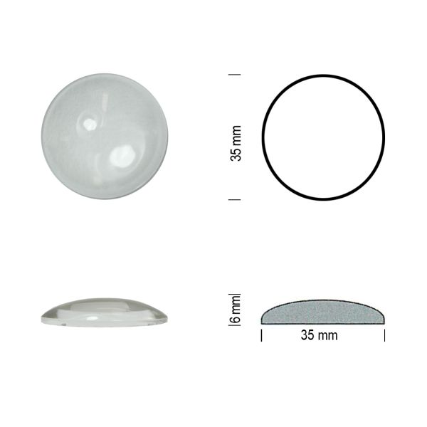 Cabochon rond 35mm. Clair.