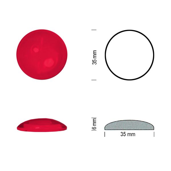 Cabochon rond 35mm. Rouge.