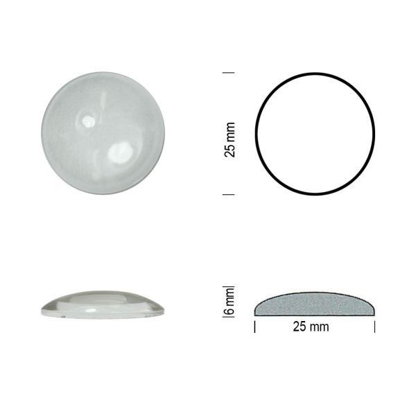 Cabochon rond 25mm Clair fond plat
