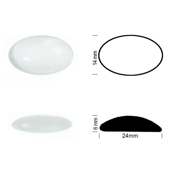 Cabochon ovale 24/14mm. Blanc opal.