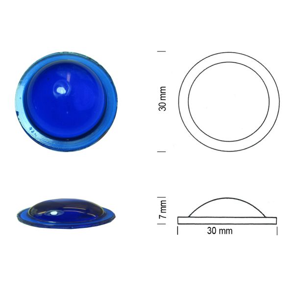 Cabochon hublot 30mm bleu cobalt