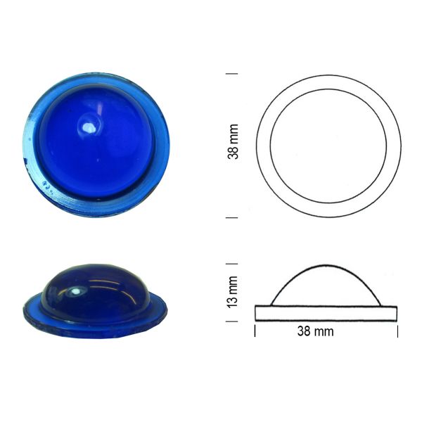 Cabochon hublot 38mm bleu cobalt