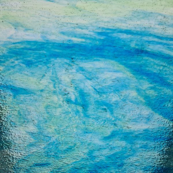 Wanda Stained Glass 142SG Ondulation bleu-vert translucide