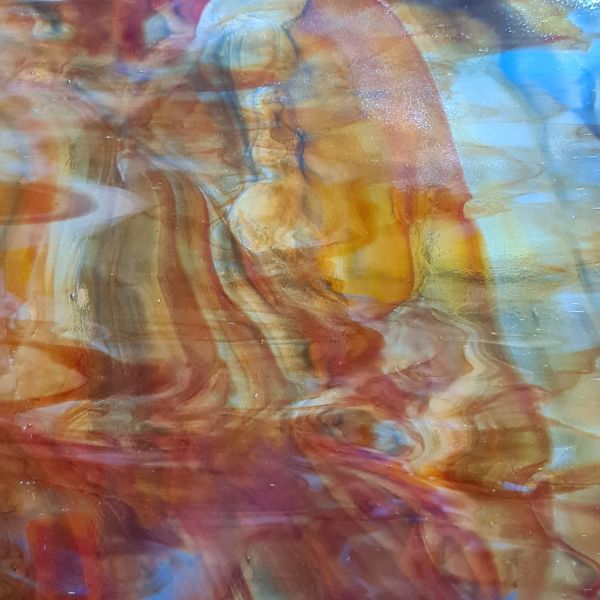 Mississipi River Glass 1021 R Rouge bleu blanc semi-translucide