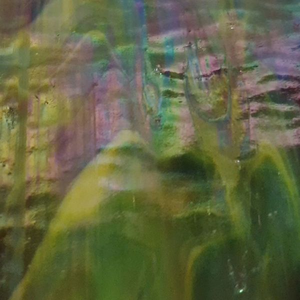 Mississipi River Glass 7096 IR Bleu jaune vert irisé opaque texturé