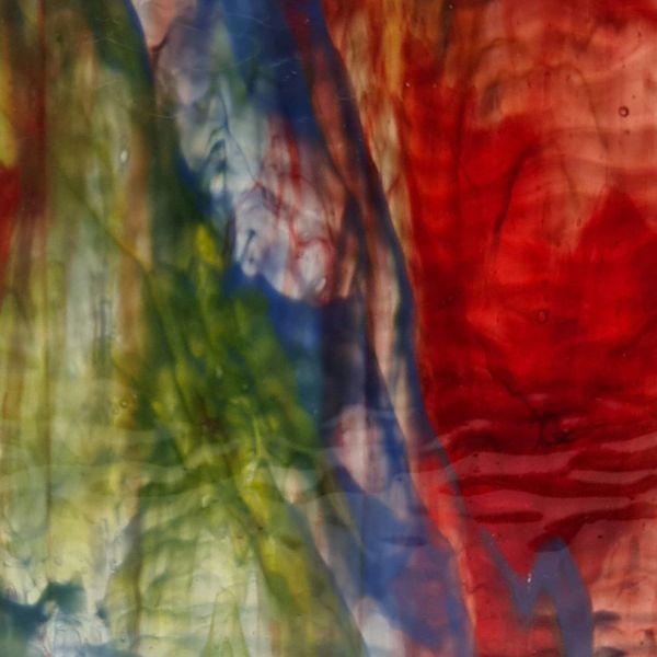 Mississipi River Glass 7089 R Rouge jaune bleu opaque texturé